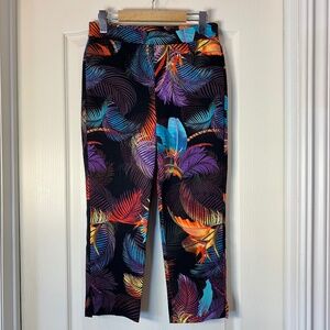 Tribal Tropical Print Capri Pants Resort Cruise Summer Stretch Size 4